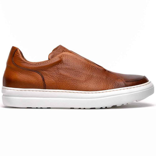 65-225-CGN SPETTACOLARE Italian Pebble Grain Calfskin Sneakers Cognac