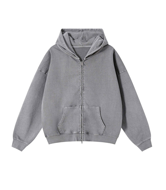 STONE VINTAGE WASH ZIP HOODIE