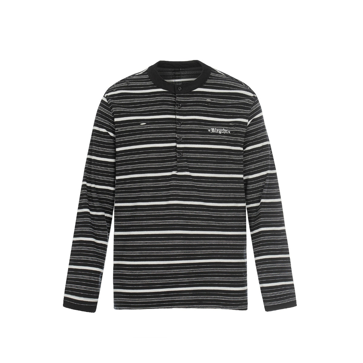 Mono Stripe Henley Long Sleeve