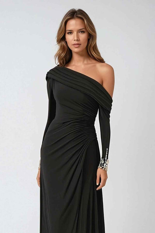 Ladivine Amoris T803 Off the Shoulder Long Sleeve Knee Length Dress