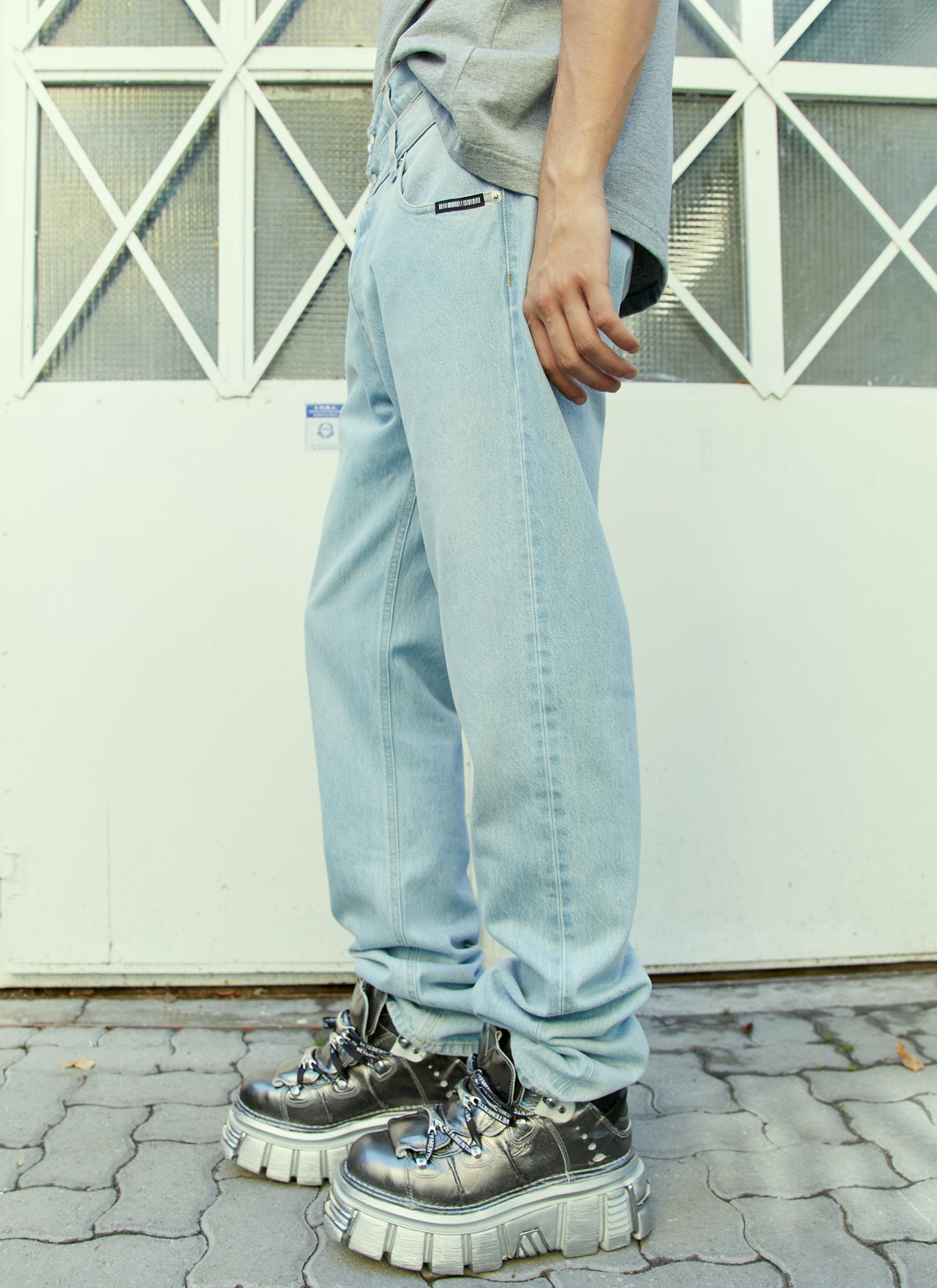Vtmnts Men Double Waist Denim Jeans