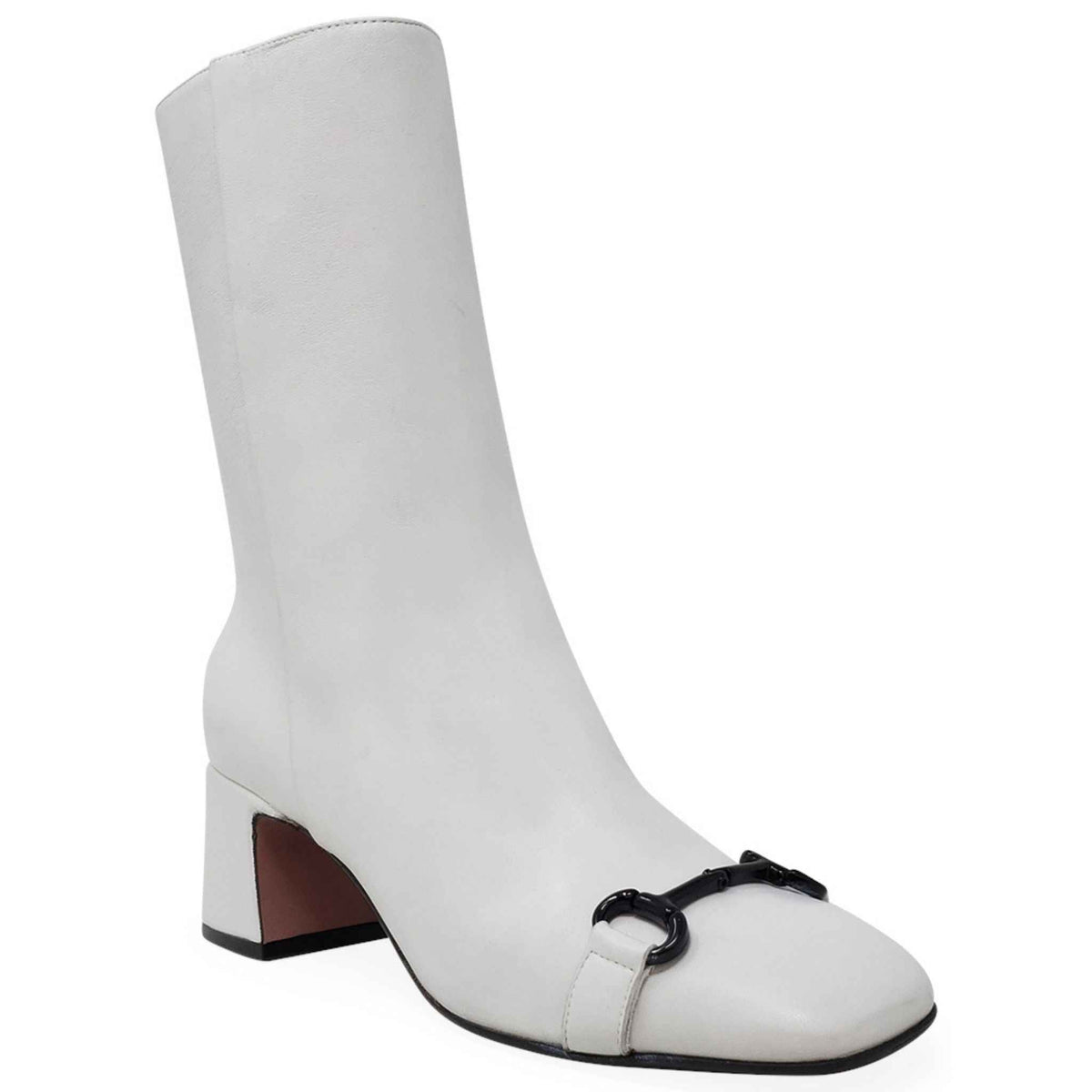 White Leather Back Stripe Boot