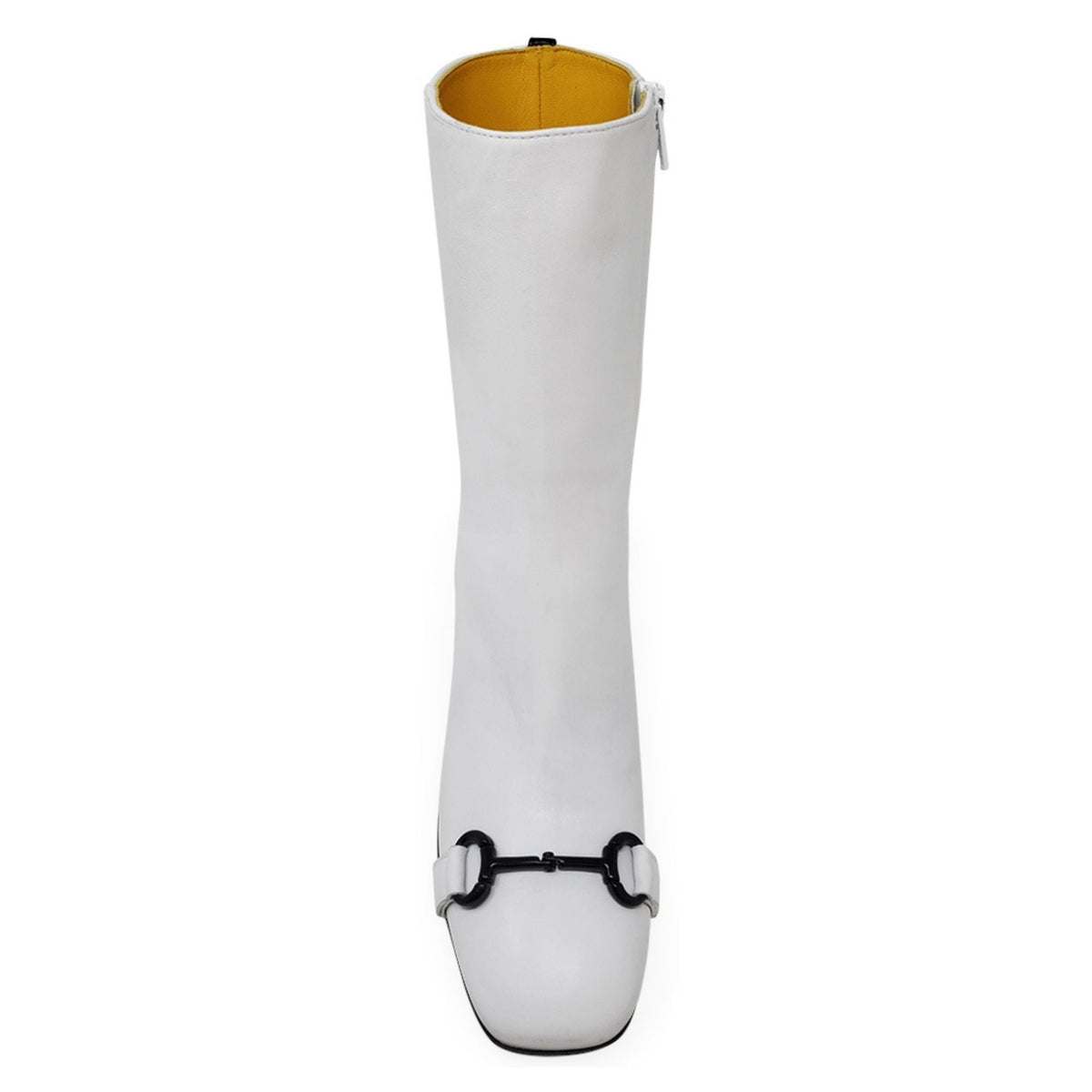 White Leather Back Stripe Boot - JUSTLUXURY