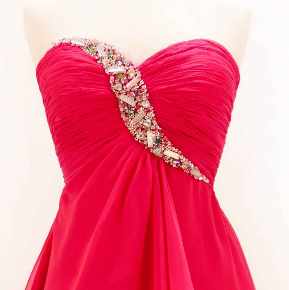 CLEARANCE - Cinderella Divine HK5744 Short Red Chiffon Dress (Size 4)