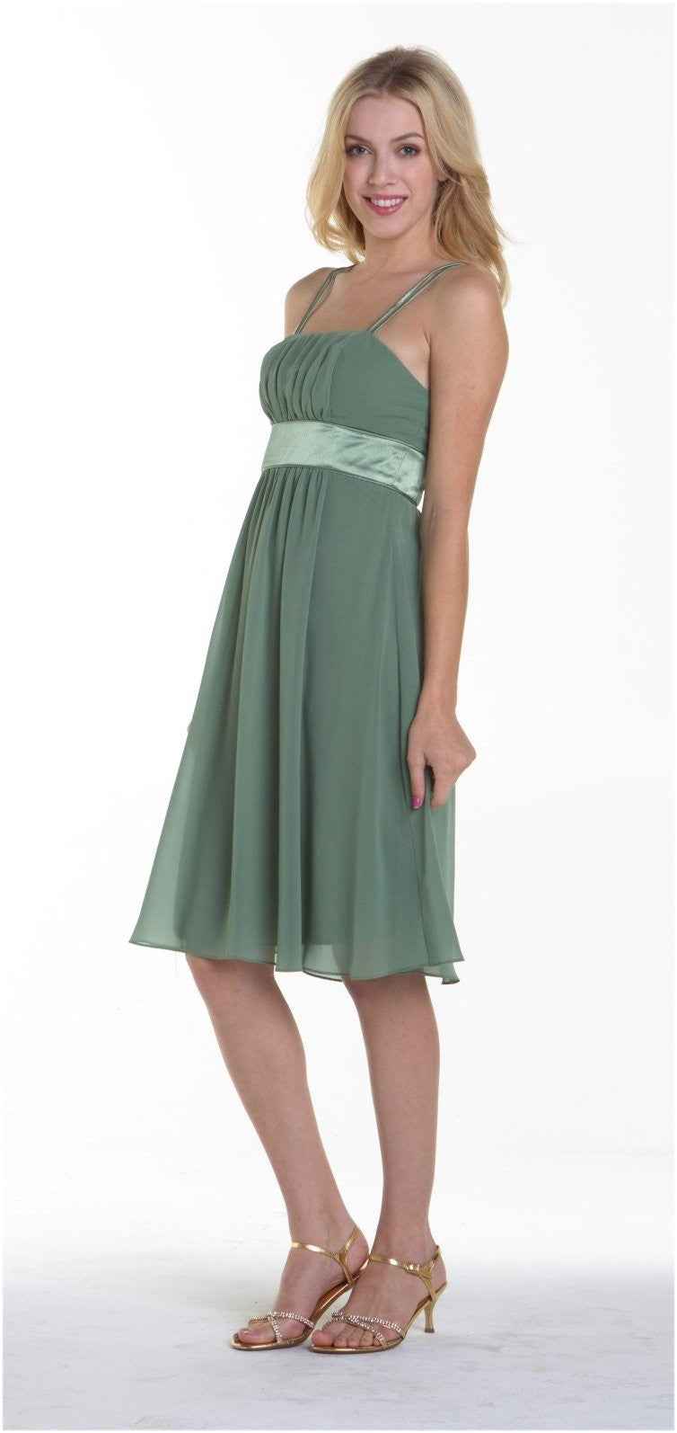 CLEARANCE - Knee Length Spaghetti Strap Chiffon Dress (Size Medium)