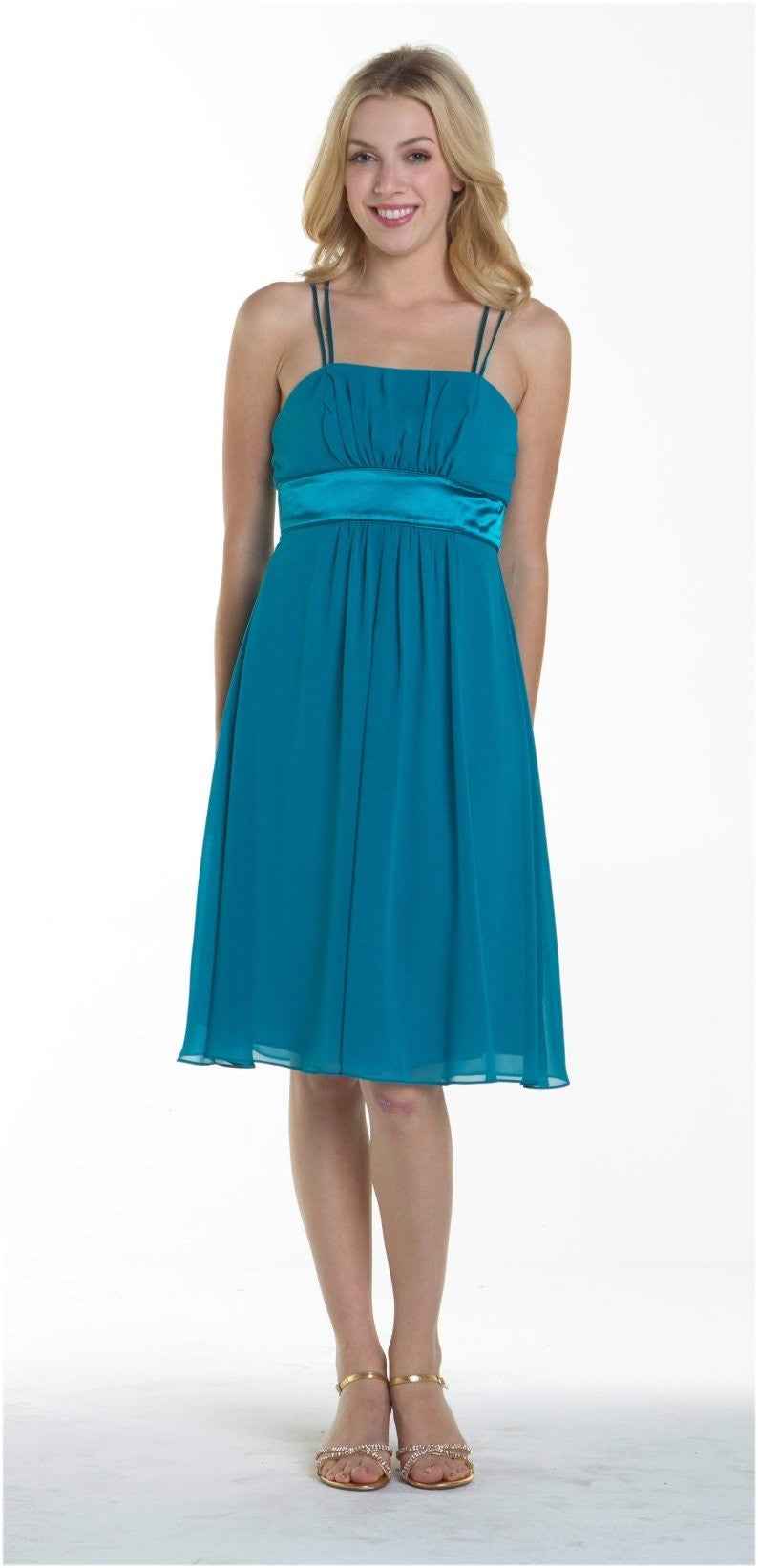 CLEARANCE - Knee Length Spaghetti Strap Chiffon Dress (Size Medium)