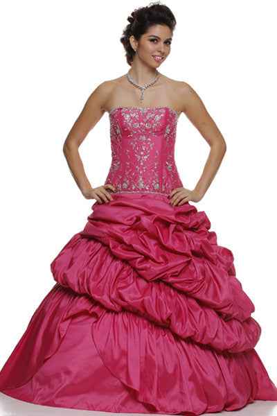 CLEARANCE - Juliet 302 Poofy Taffeta A-Line Strapless Embroidered Bodice Quinceanera Dress