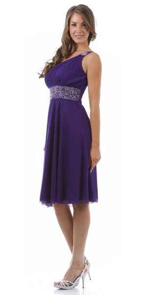 CLEARANCE - CELAVIE 2095S Black Knee Length Dress One Shoulder Includes Bolero Jacket (Size M)