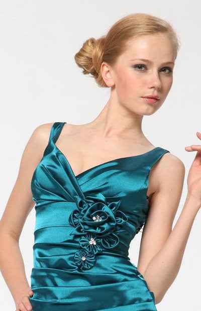 CLEARANCE - Cinderella Divine 5098 Teal Mermaid Dress Pleated Bodice Gown (Size 2XL)