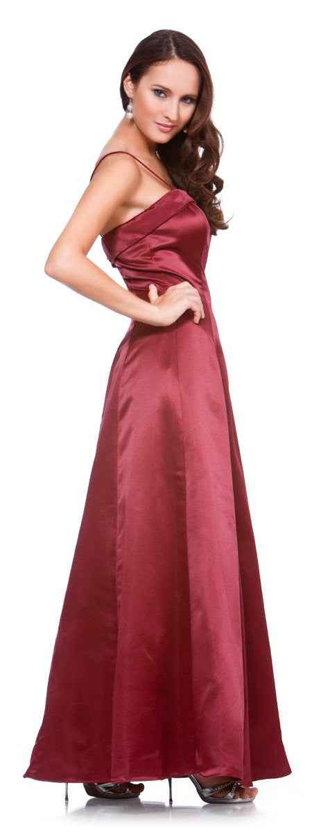 CLEARANCE - Bridesmaid Dress Poly Satin Spaghetti Strap A Line Gown (Size Small)