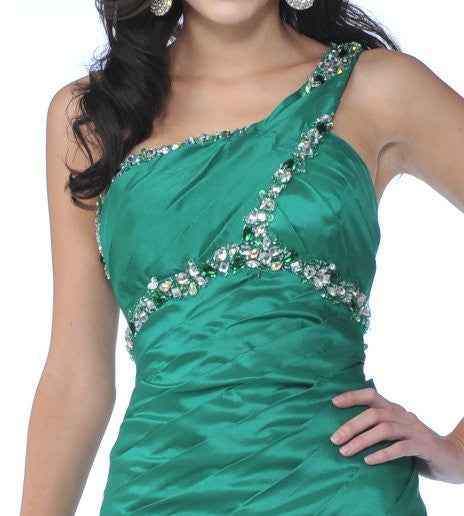 CLEARANCE - Cinderella Divine 1646 Long Dress Taffeta One Shoulder (Size 6)