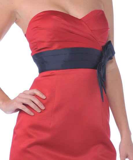 CLEARANCE - Cinderella Divine 7603 Short Satin Dress Sweetheart Neck Bow