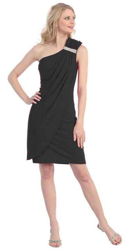 CLEARANCE - Eureka 1901 Knee Length Side Draped Red Short Cocktail Dress (Size 2XL)