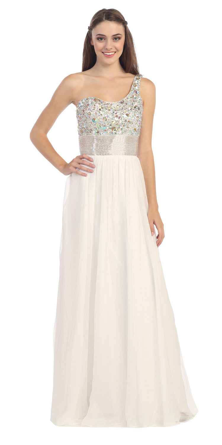 CLEARANCE - Eureka Fashion 2401 One Shoulder Corset A-Line Long Ball Gown (Size 2XL)
