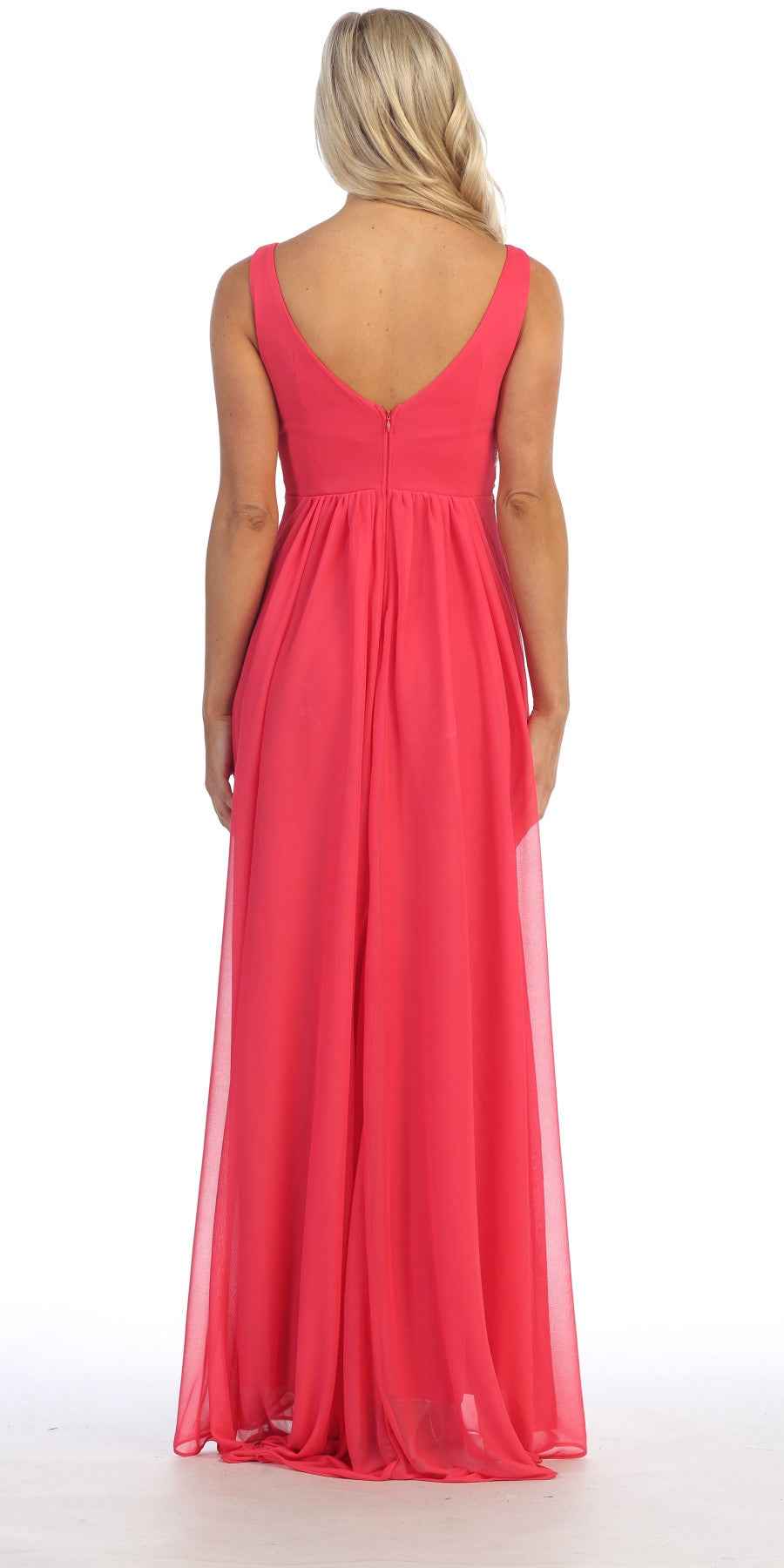 CLEARANCE - Celavie 7003 V-Neck Empire Dress Chiffon A-Line (Size S)